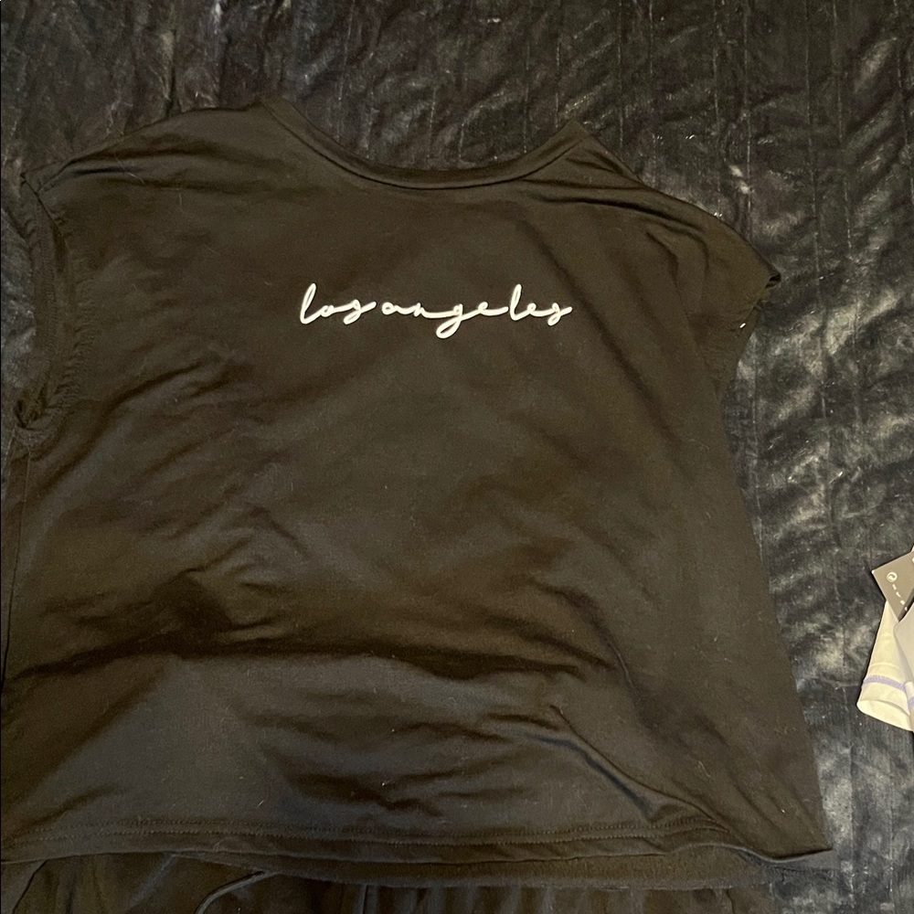 Black 'Los Angeles' Graphic Tee w/matching shorts